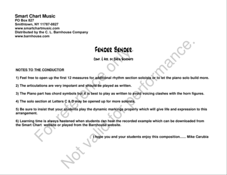 Fender Bender Fender Bender Jazz Ensemble scores gallery preview page 2