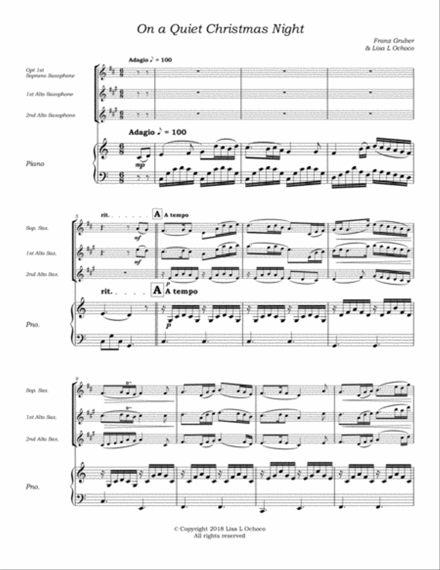 On a Quiet Christmas Night for Saxophone Duet and Piano Woodwind Duet scores gallery preview page 5