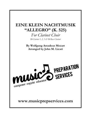 "Allegro" from Eine Klein Nachtmusik (K. 525) - W. A. Mozart - Arranged by John M. Licari (Clarinet