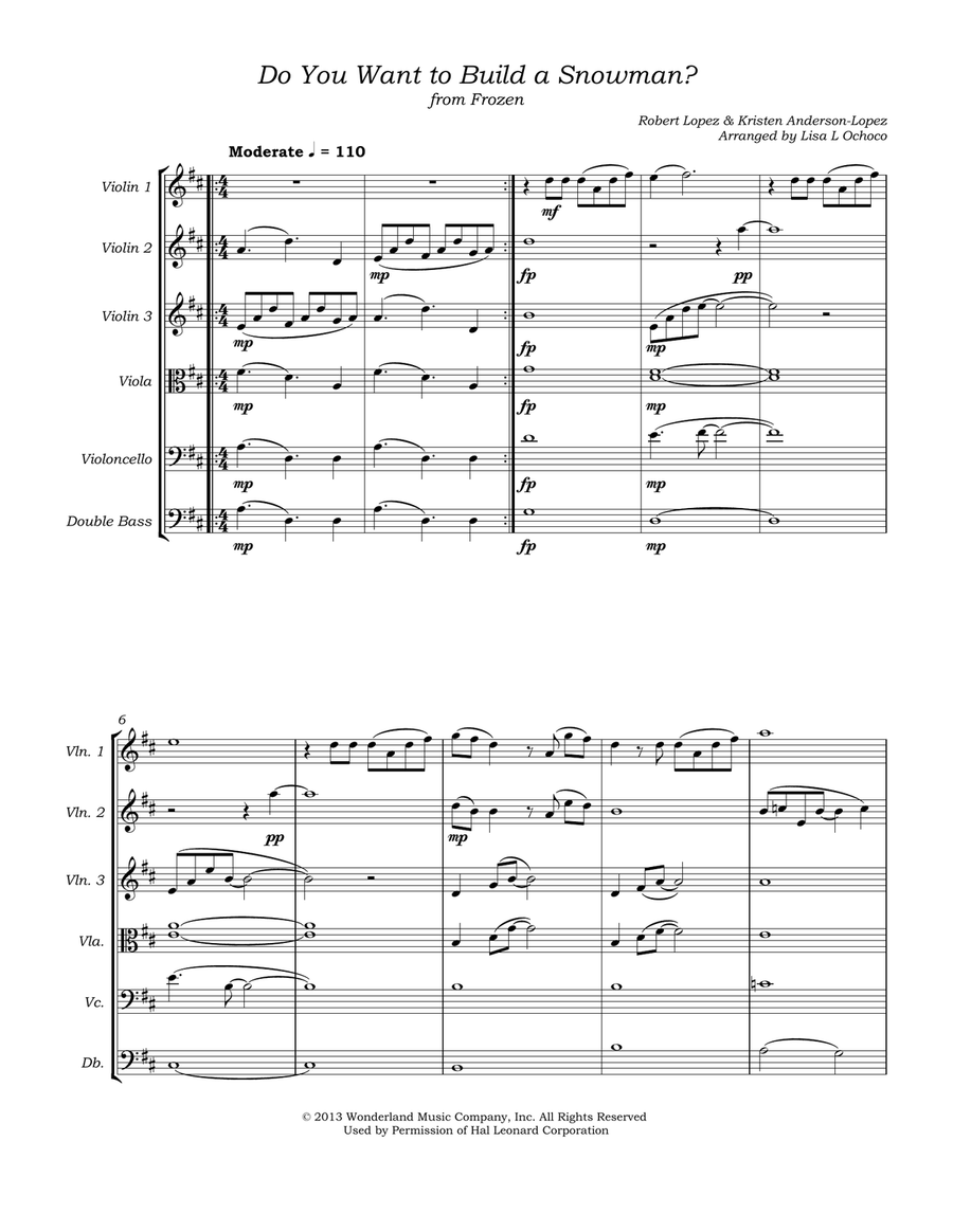Do You Want To Build A Snowman? String Orchestra scores gallery preview page 5