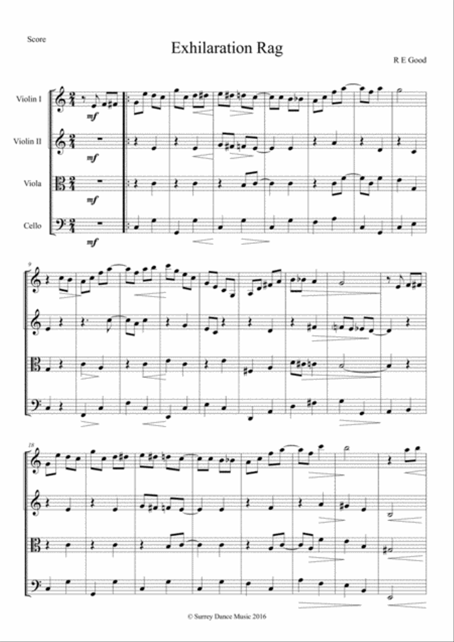 Exhilaration Rag String Quartet scores gallery preview page 1