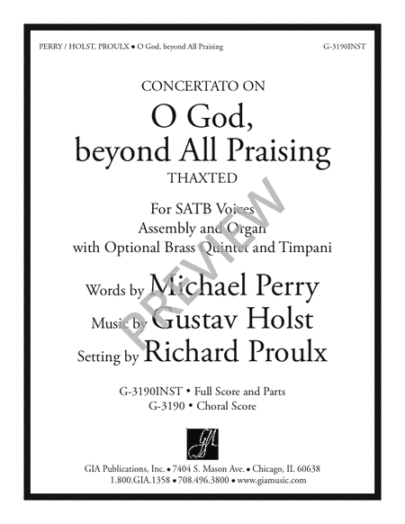 O God beyond All Praising - Full Score and Parts