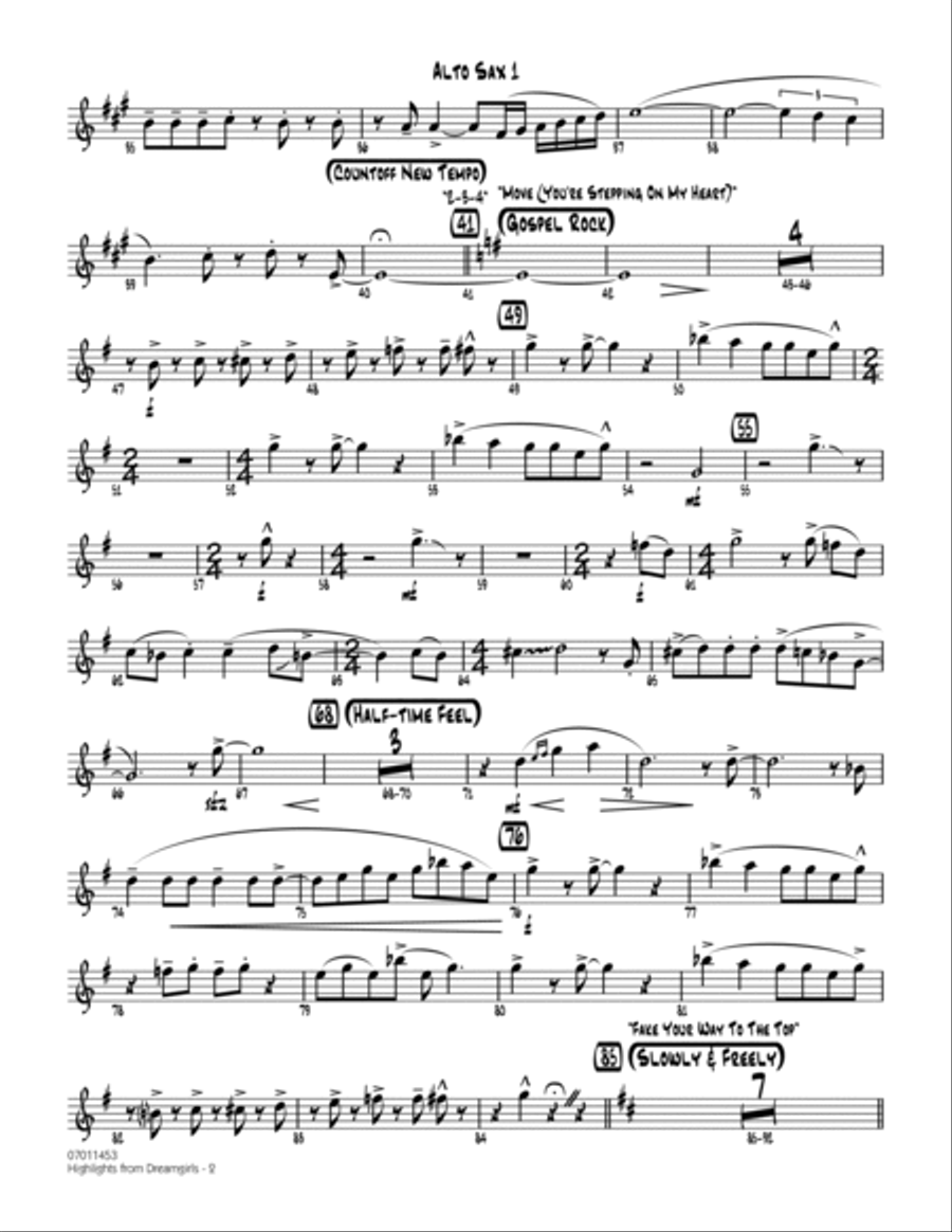 Highlights from Dreamgirls - Alto Sax 1 Jazz Ensemble scores gallery preview page 2