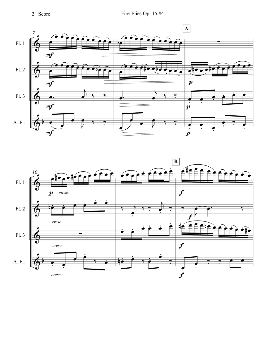 Amy Beach - Fire Flies - set for Flute Quartet Flute Quartet scores gallery preview page 3