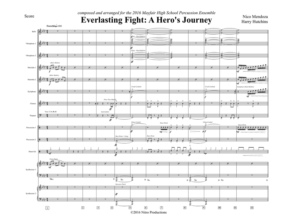 Everlasting Fight: A Hero's Journey (percussion ensemble piece) Percussion Ensemble scores gallery preview page 1