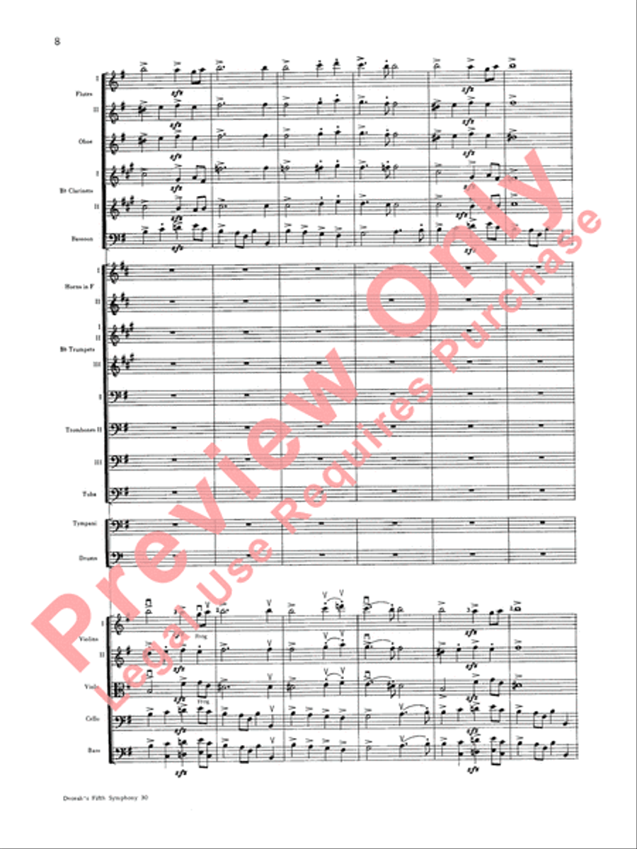Dvorák's Fifth Symphony (New World, Fourth Movement) Full Orchestra scores gallery preview page 9
