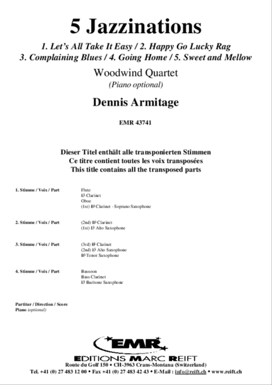 5 Jazzinations Woodwind Quartet scores gallery preview page 2