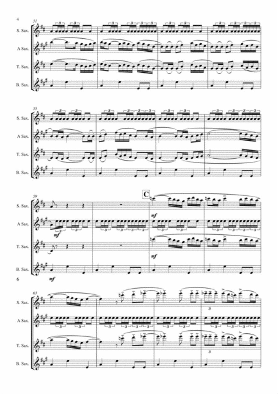 Boléro arranged for Saxophone Quartet Saxophone Quartet scores gallery preview page 5