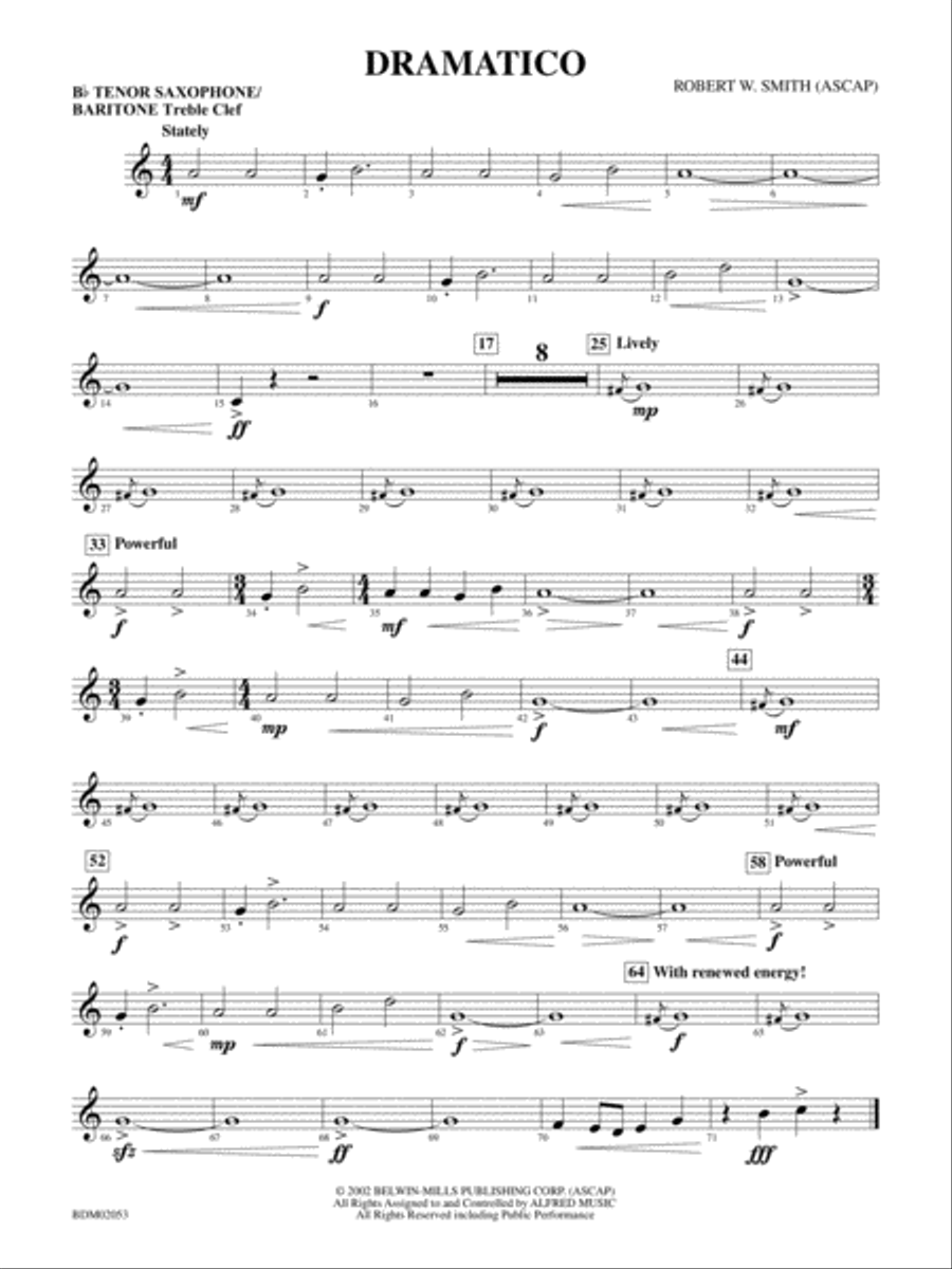 Dramatico: B-flat Tenor Saxophone Concert Band scores gallery preview page 1