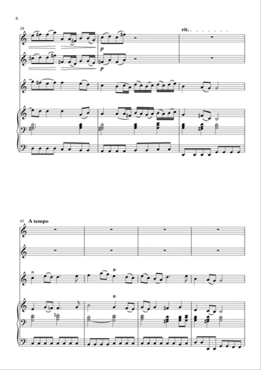 Sheep May Safely Graze (BWV 208) by JS Bach - arranged for 2 Recorders, Violin and Organ Small Ensemble scores gallery preview page 6