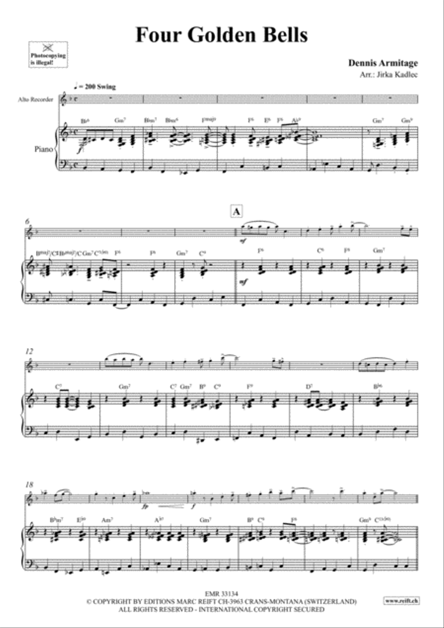 Four Golden Bells Four Golden Bells Alto Recorder scores gallery preview page 4