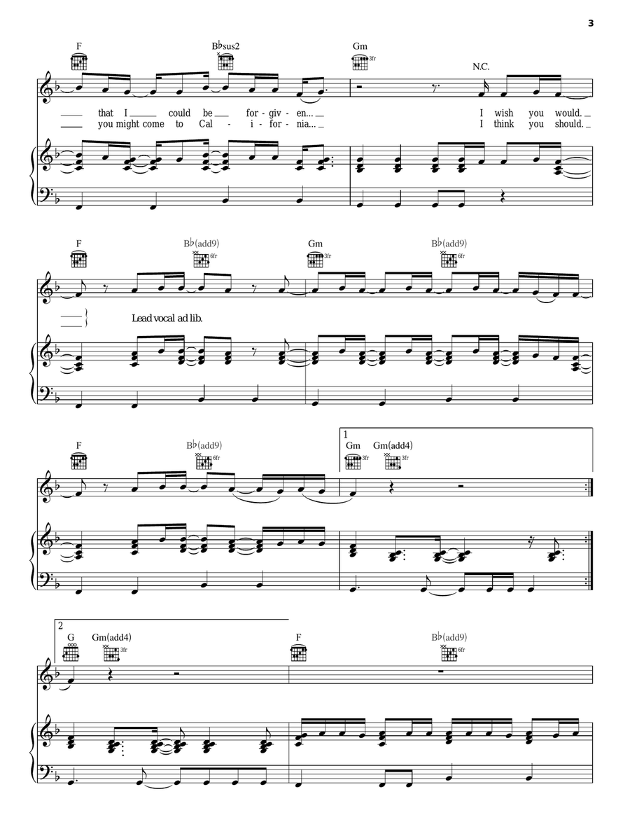 A Long December Piano, Vocal, Guitar scores gallery preview page 3