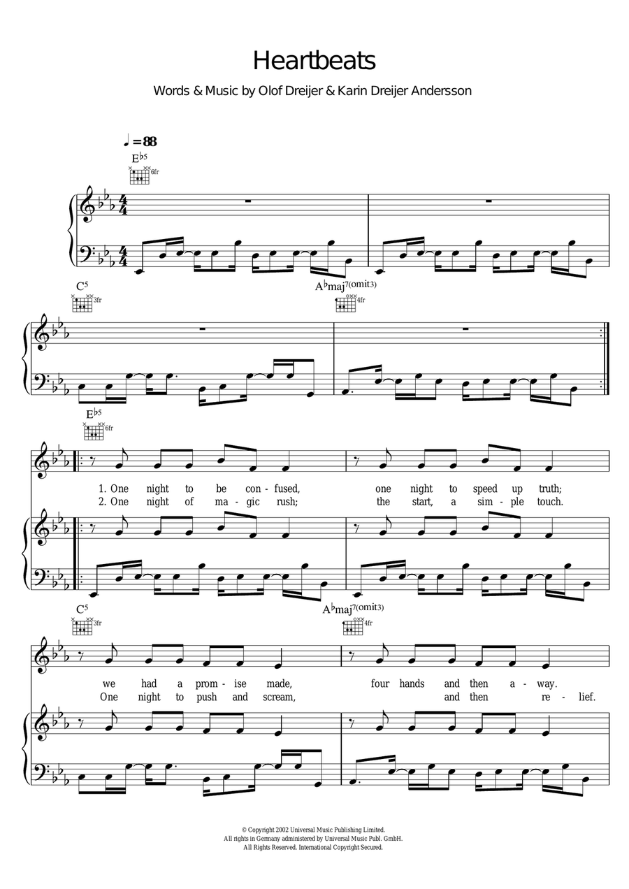 Heartbeats Acoustic Guitar scores gallery preview page 1