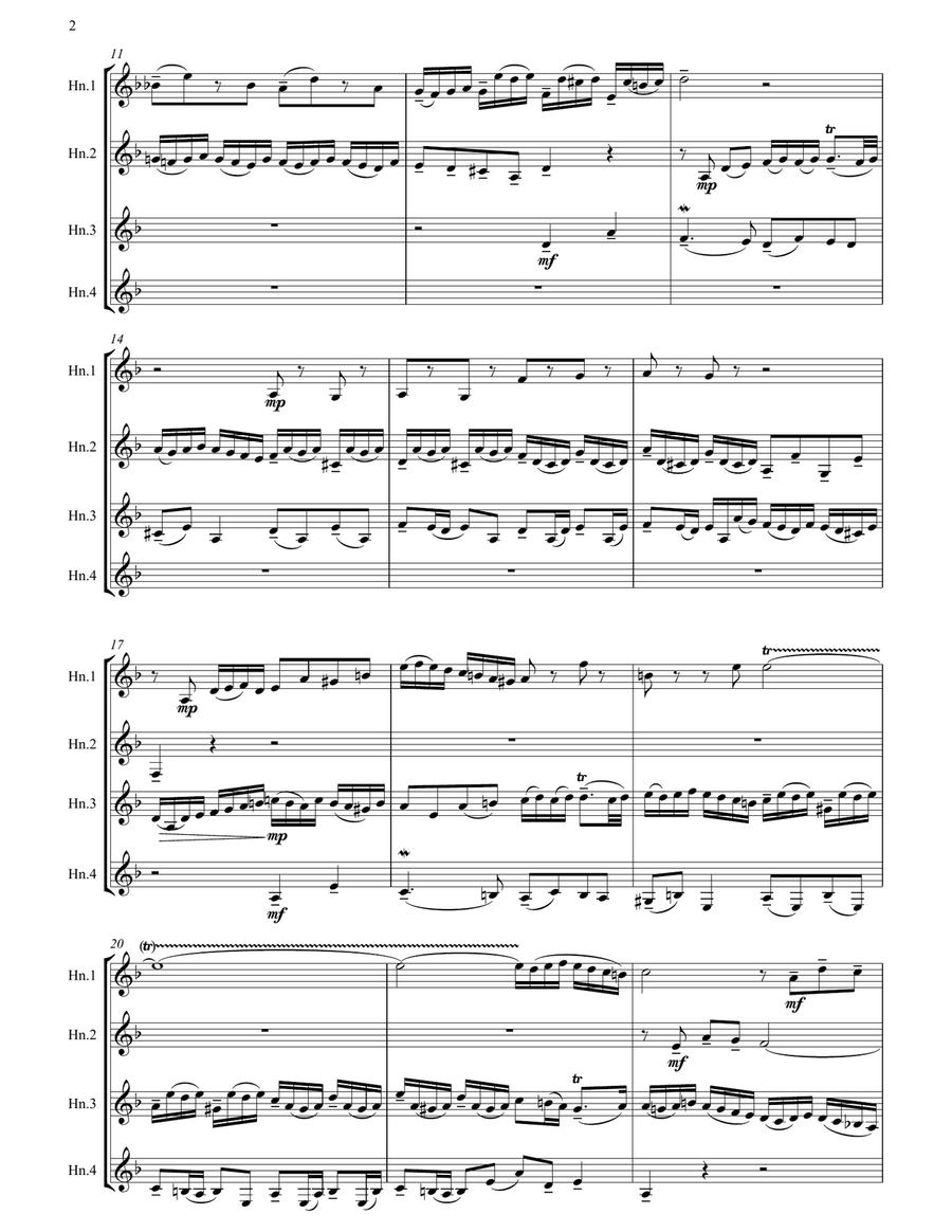 Little Fugue in G minor arranged for French Horn Quartet French Horn Quartet scores gallery preview page 3