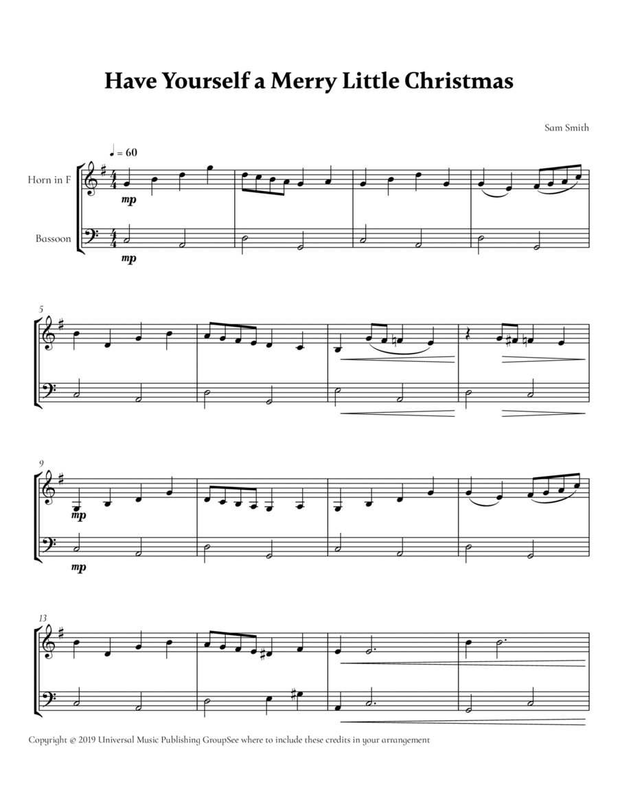 Have Yourself A Merry Little Christmas Score and Parts scores gallery preview page 1