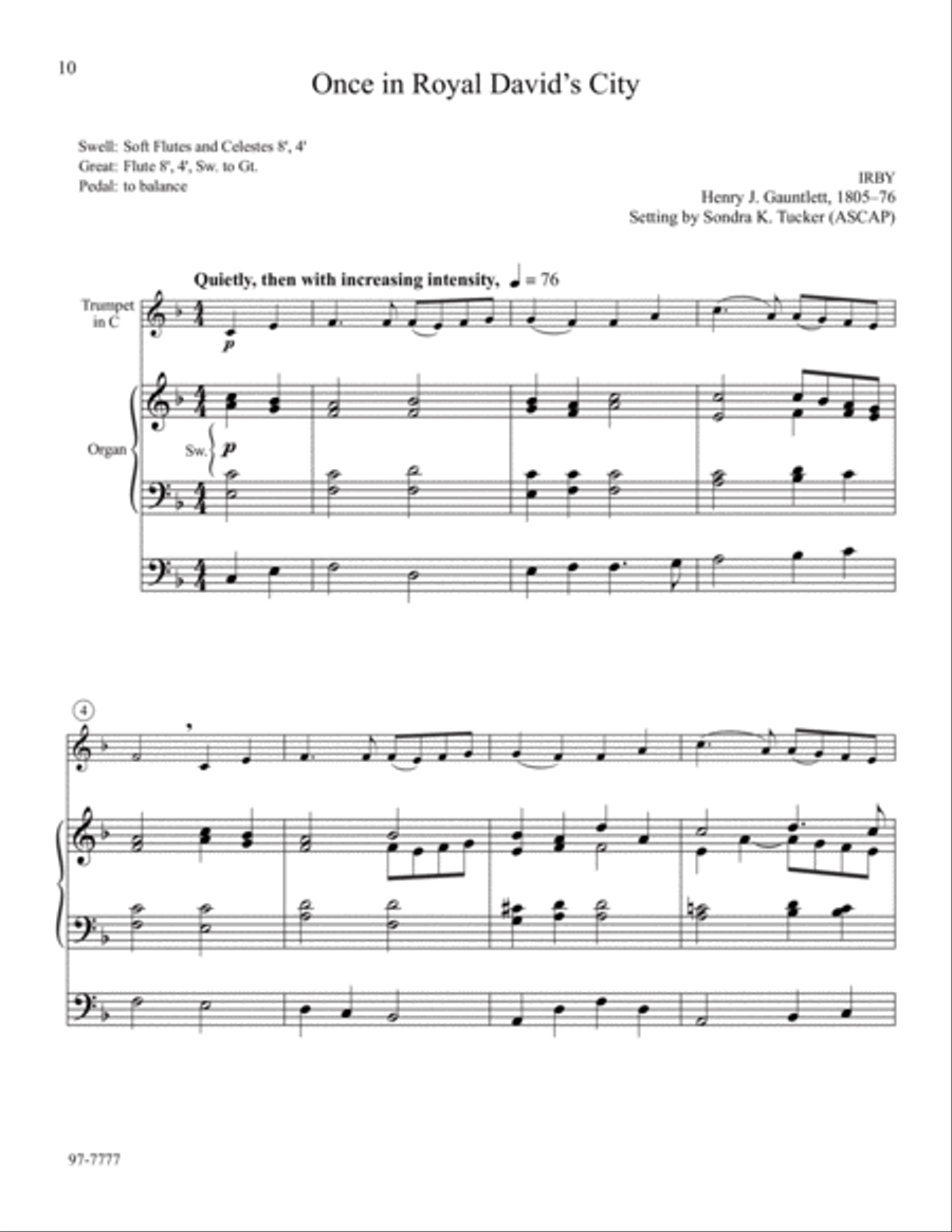 Repeat the Sounding Joy: Five Christmas Tunes for Trumpet and Organ Trumpet scores gallery preview page 4