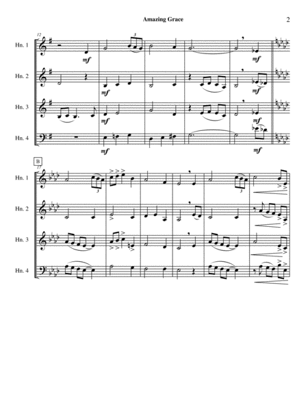 Amazing Grace for Horn Quartet image number null