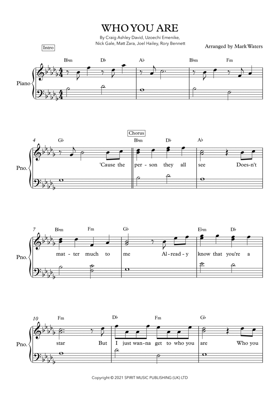 Who You Are Who You Are Piano, Vocal, Guitar scores gallery preview page 1