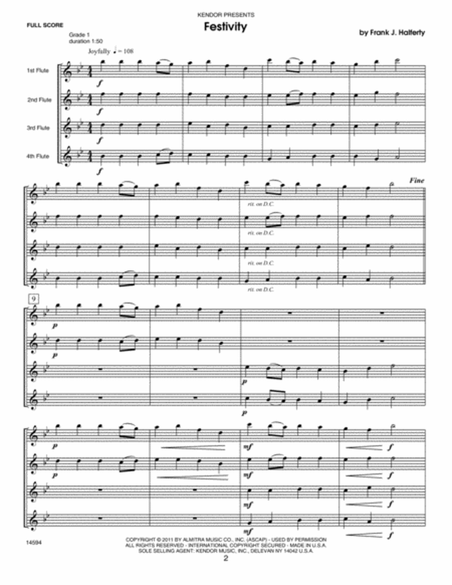 Musical Postcards (10 Flute Quartets From Around The World) - Full Score