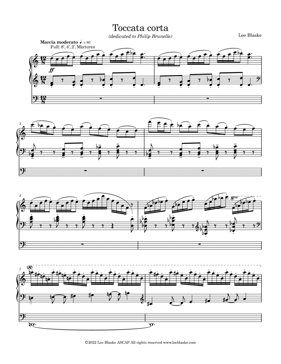 Toccata corta Organ Solo scores gallery preview page 1