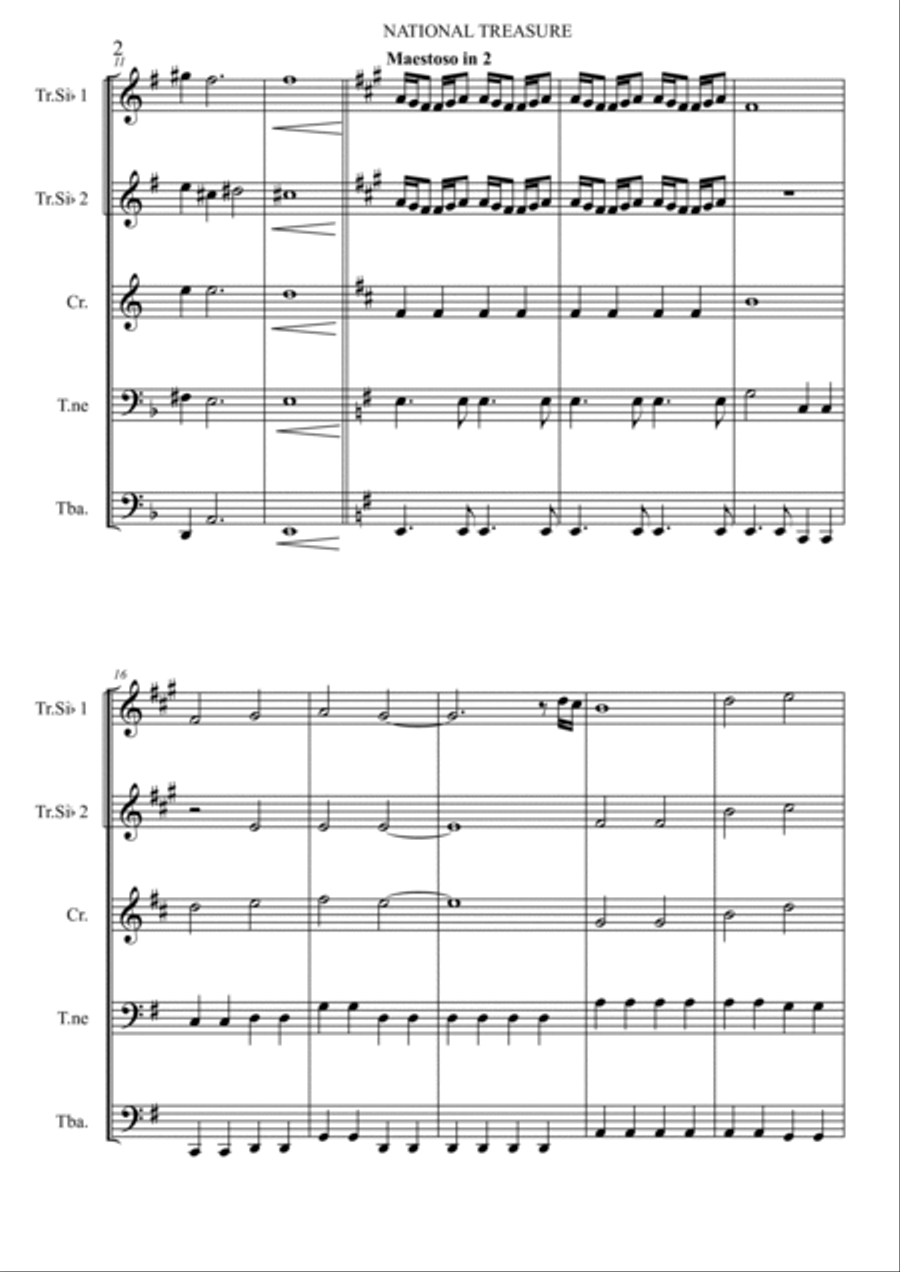 National Treasure (national Treasure Suite/ben/treasure) Brass Quintet scores gallery preview page 3