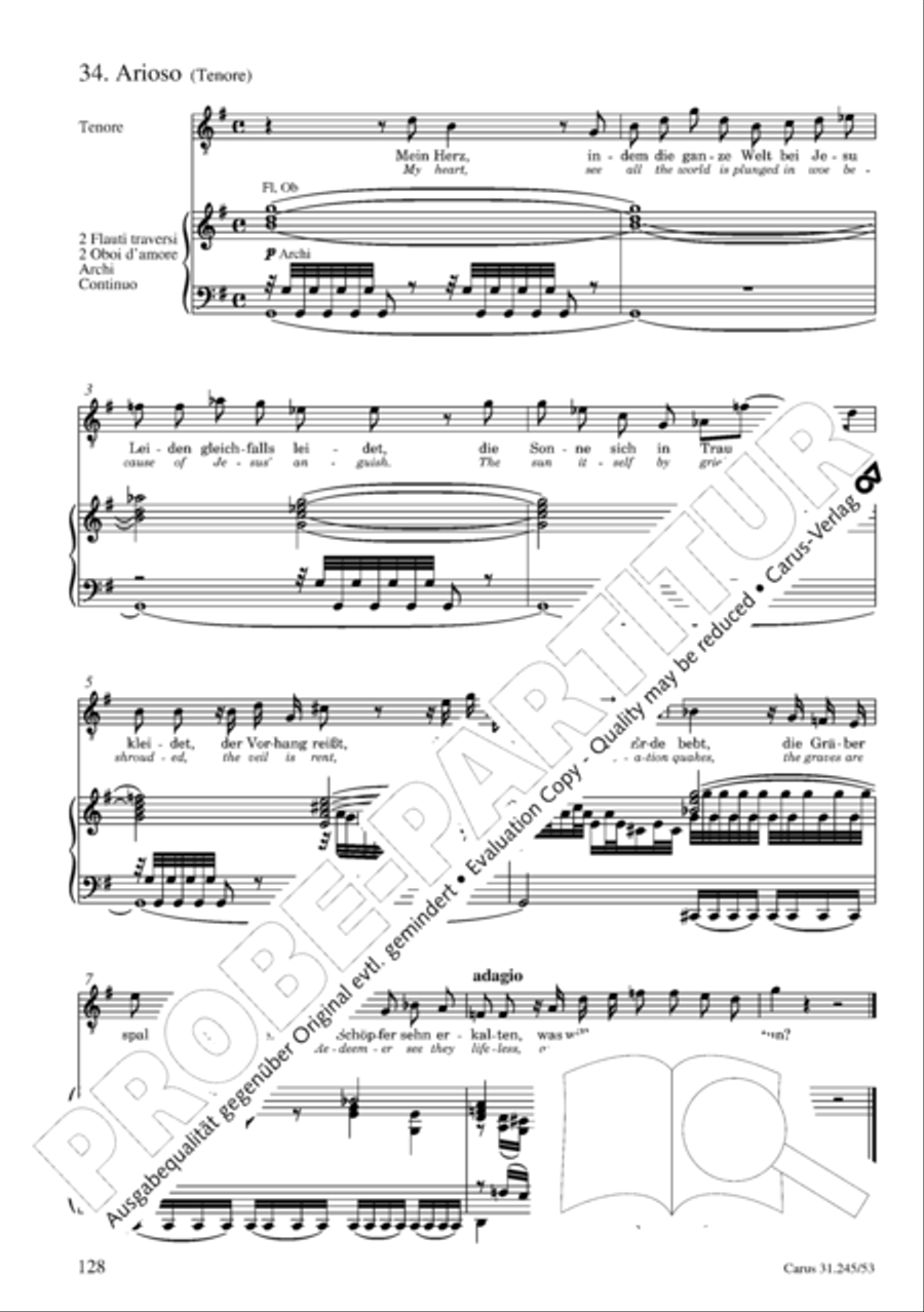 St. John Passion (Johannes-Passion) 4-Part scores gallery preview page 129