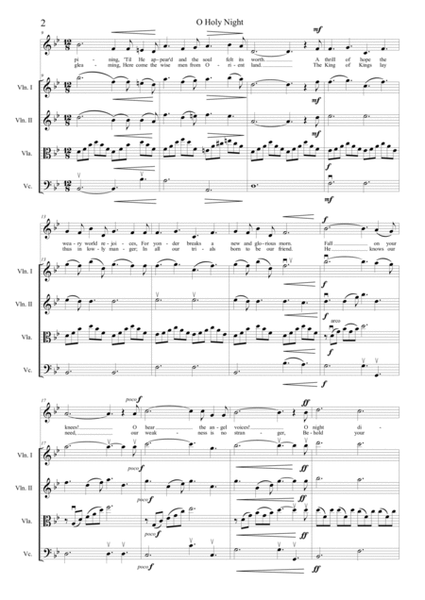 O Holy Night for Vocal Solo and/or String Quartet B-flat