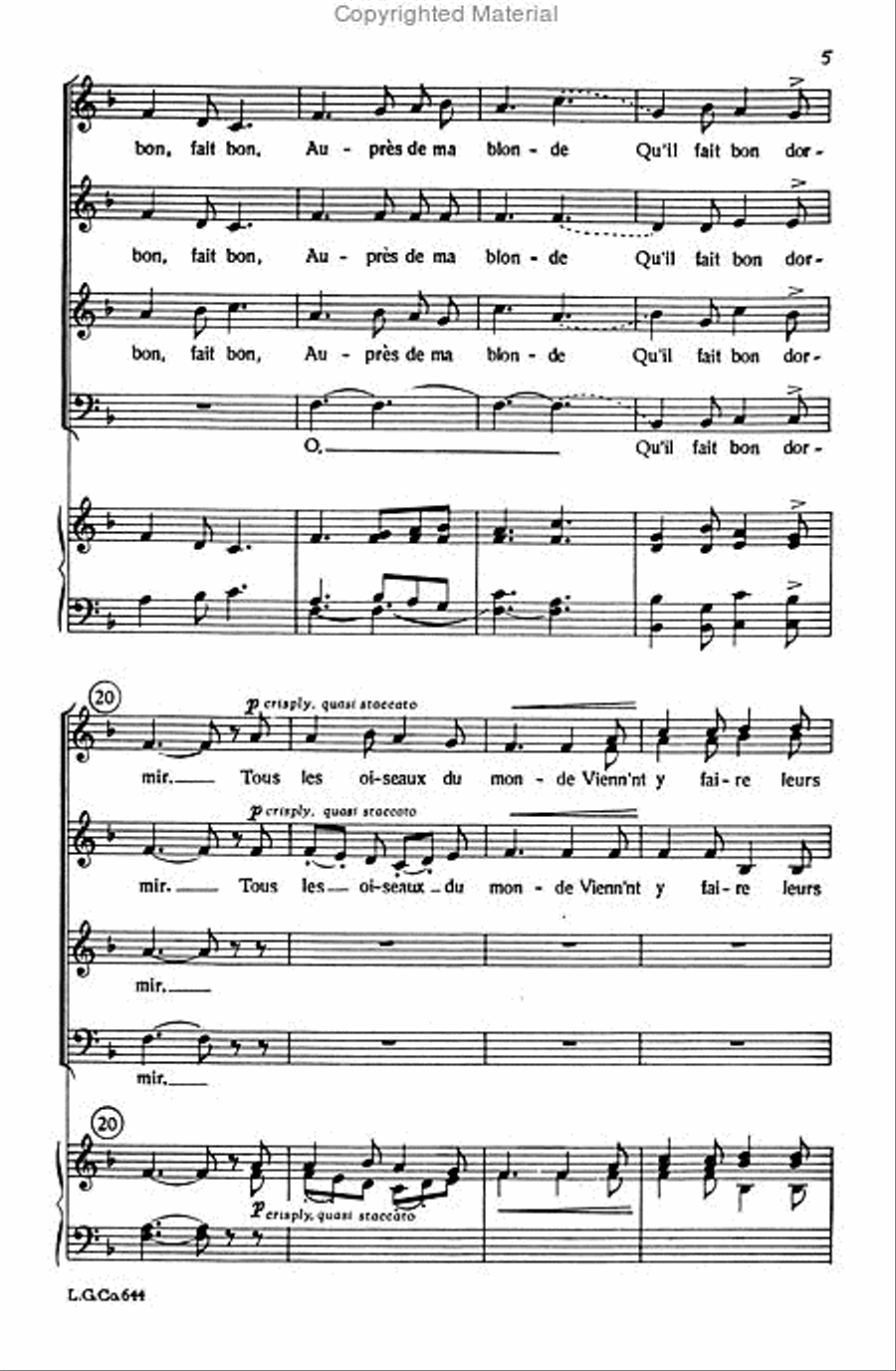 Aupres de ma Blonde Aupres de ma Blonde 4-Part scores gallery preview page 4