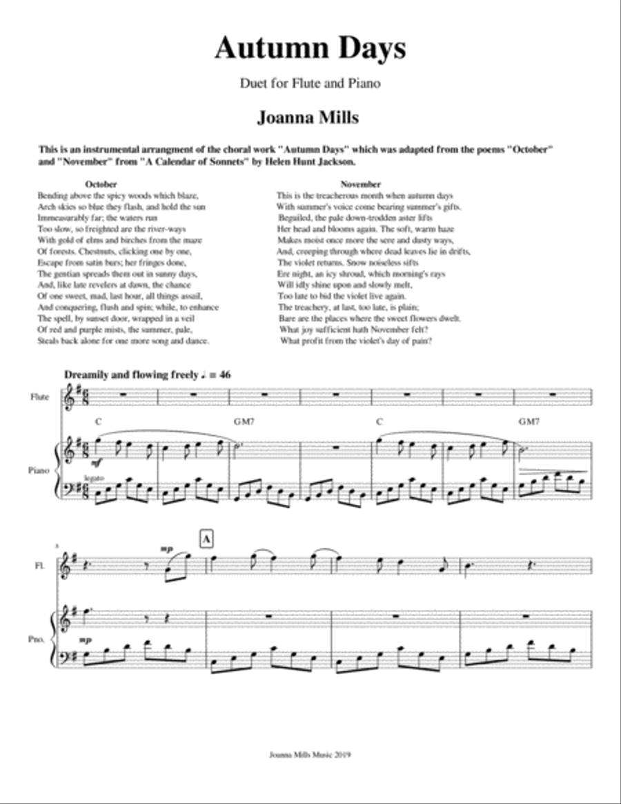 Autumn Days (Easy Flute & Piano Duet) Woodwind Duet scores gallery preview page 3