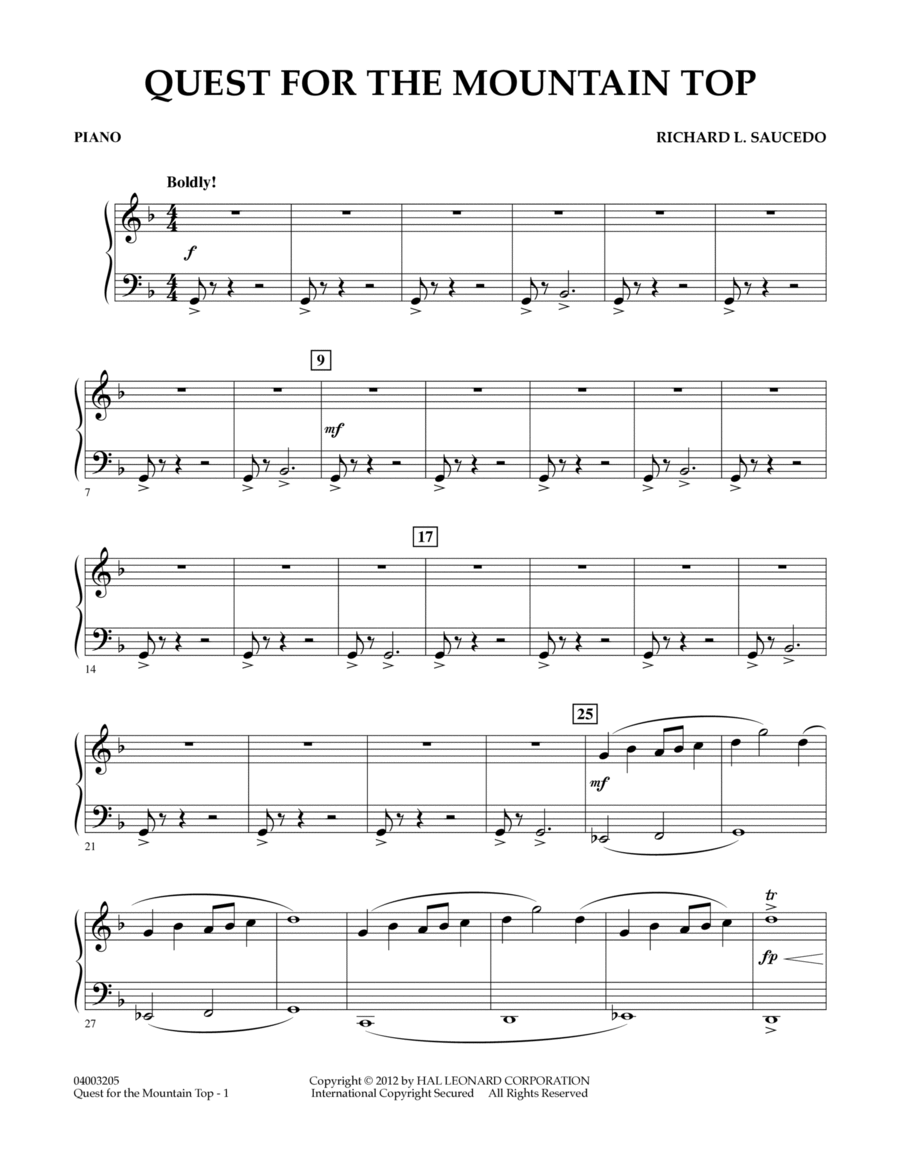 Quest For The Mountain Top - Piano Concert Band scores gallery preview page 1