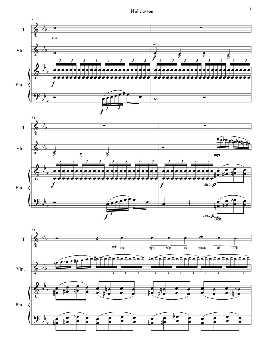 Halloween for Tenor Voice, Violin, and Piano Small Ensemble scores gallery preview page 6