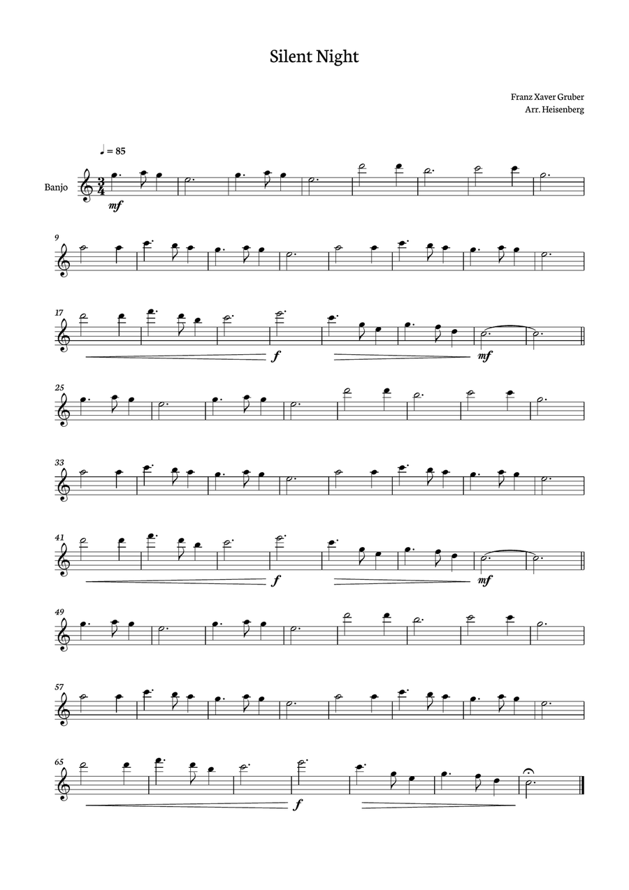 Book cover for SIlent Night - Christmas Song for Banjo