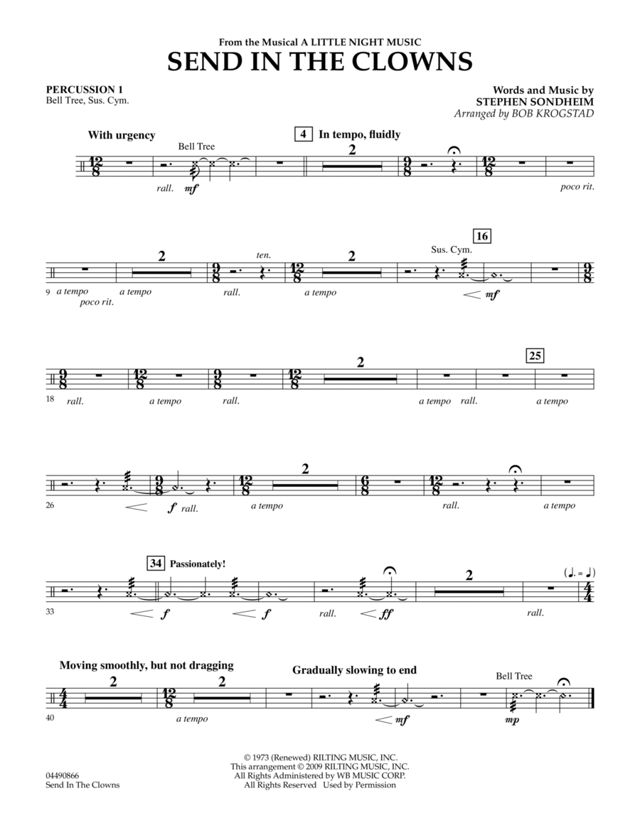 Send in the Clowns (from A Little Night Music) (arr. Bob Krogstad) - Percussion 1