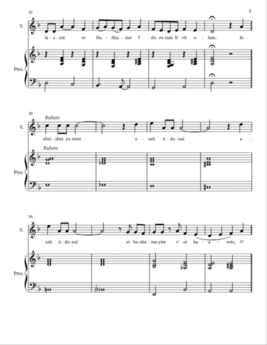 V'shamru (And They Shall Keep The Sabbath) Voice scores gallery preview page 3