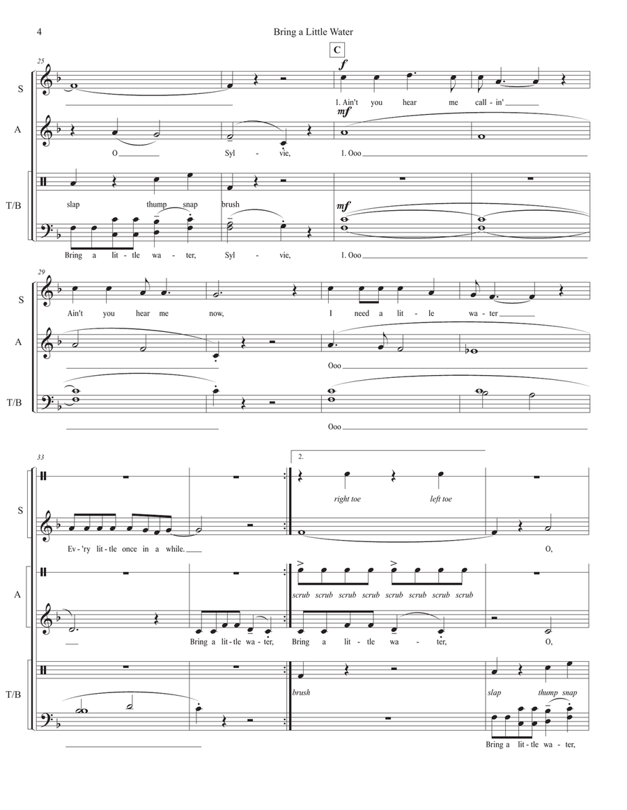 Bring a Little Water, Sylvie 4-Part scores gallery preview page 4