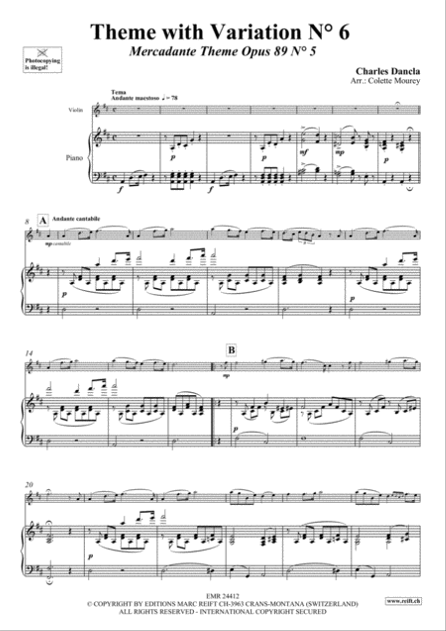 Theme with Variations No. 6 Violin Solo scores gallery preview page 5