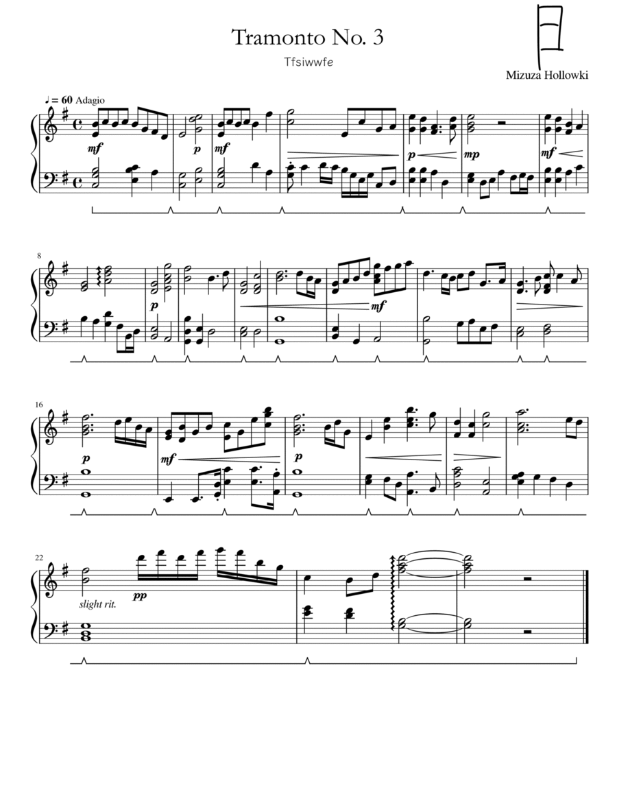 Tramonto No. 3 Piano Solo scores gallery preview page 1
