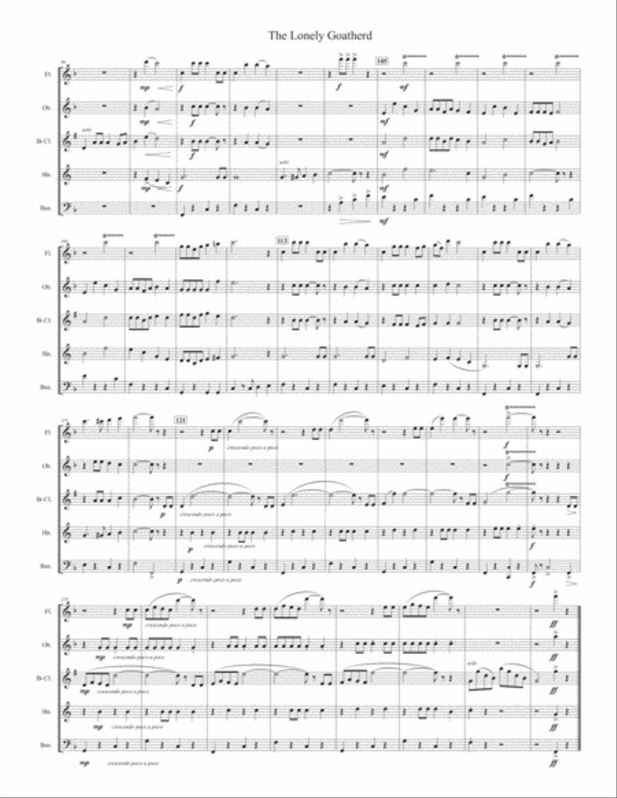 The Lonely Goatherd from the Sound of Music Woodwind Quintet scores gallery preview page 5
