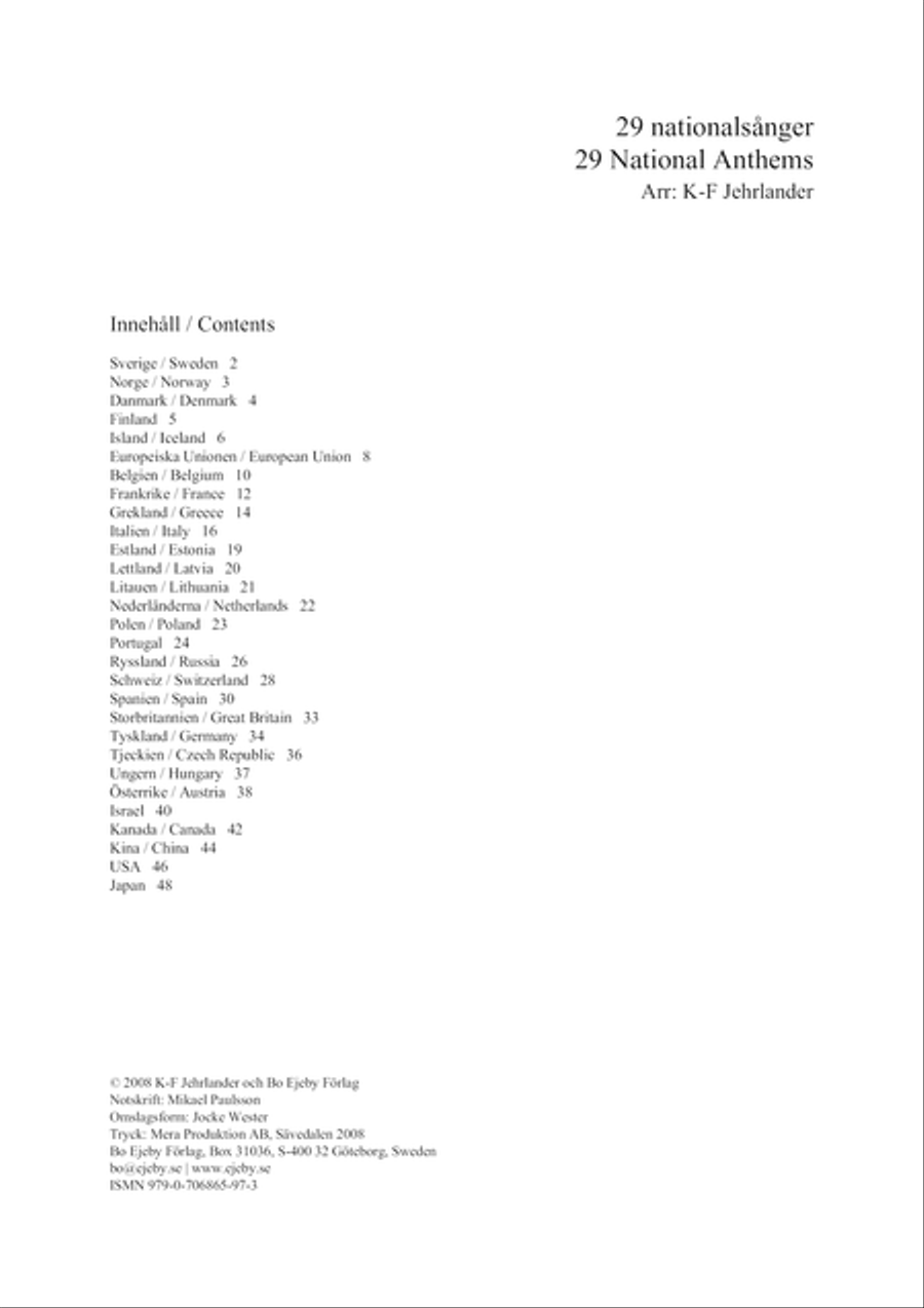 29 Nationalsånger 4-Part scores gallery preview page 2