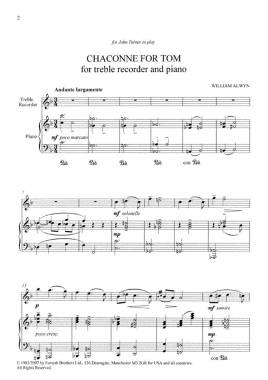 Chaconne for Tom Alto Recorder scores gallery preview page 3