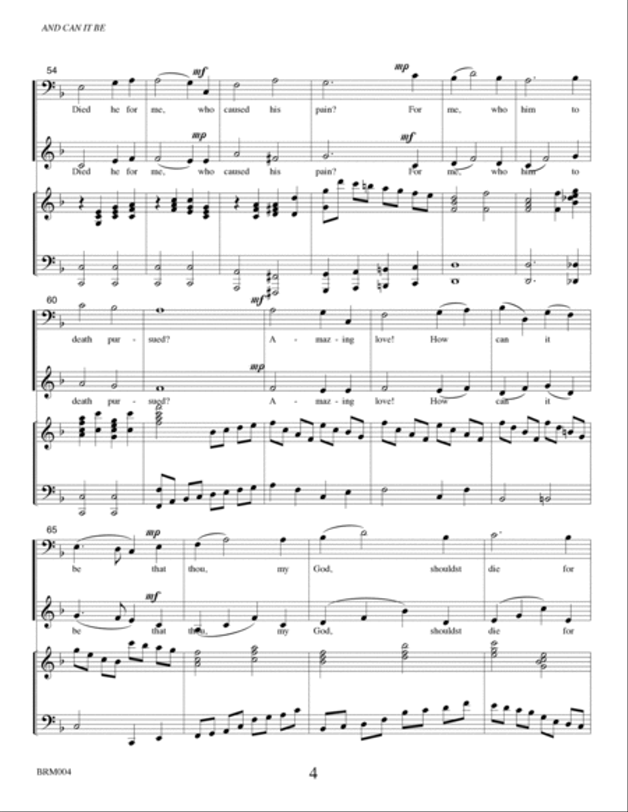 AND CAN IT BE - Trombone Duet with Piano. Optional M/F Vocal on one verse (or Congregation) Grade 2+ Choir scores gallery preview page 4