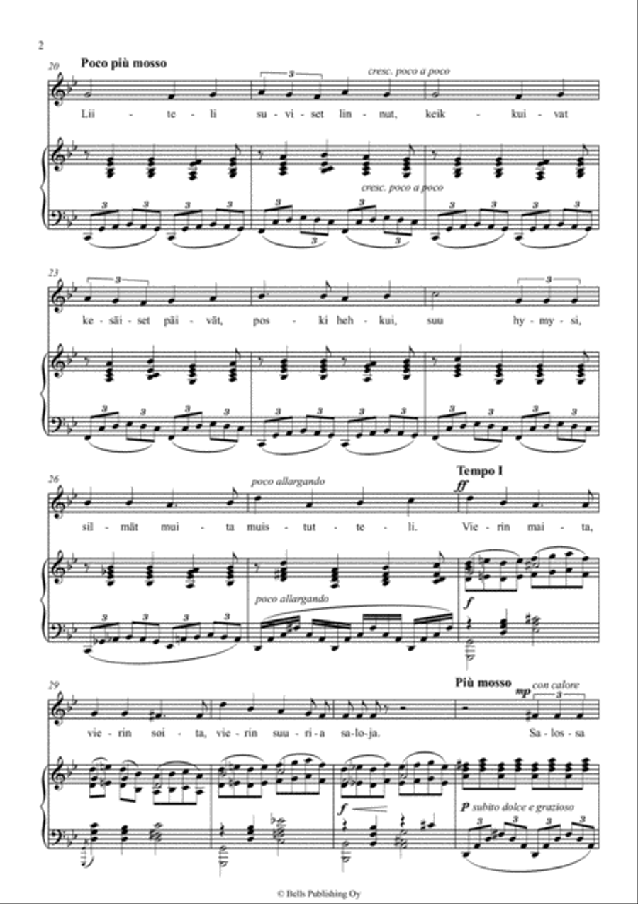 Tuijotin tulehen kauan, Op. 2 No. 2 (G minor) Voice Solo scores gallery preview page 2
