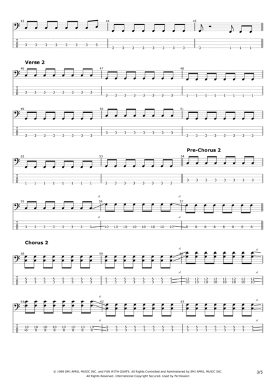 All The Small Things Bass Guitar scores gallery preview page 3