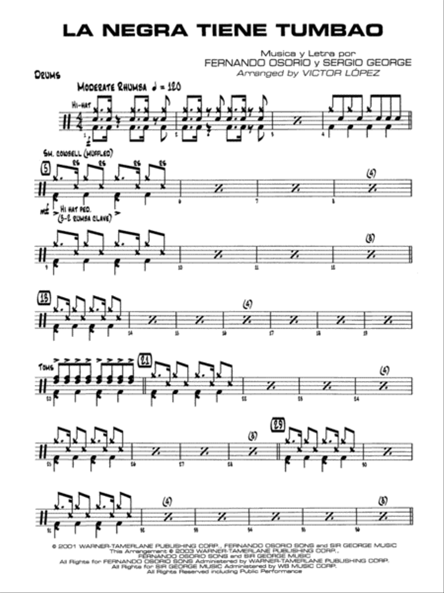 La Negra Tiene Tumbao: Drums Jazz Ensemble scores gallery preview page 1