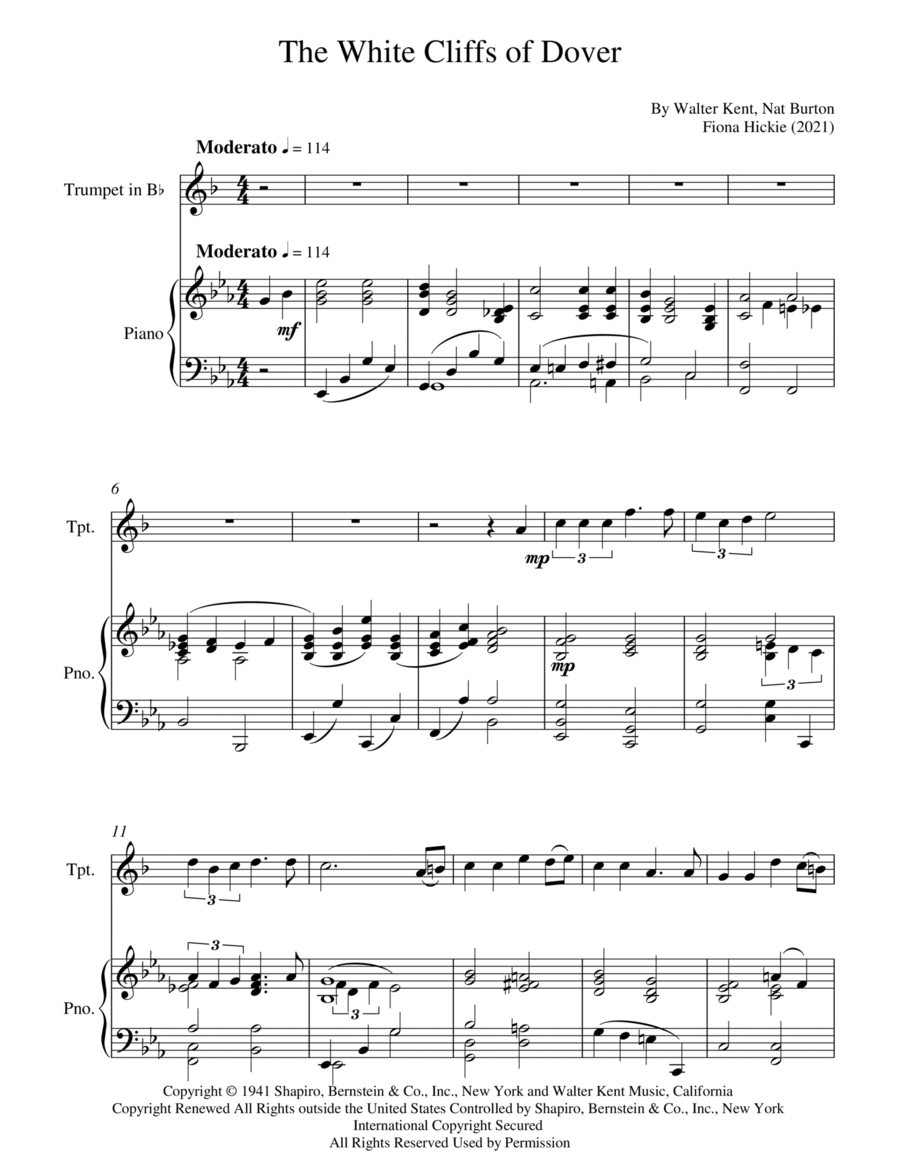 (there'll Be Bluebirds Over) The White Cliffs Of Dover Trumpet Solo scores gallery preview page 1
