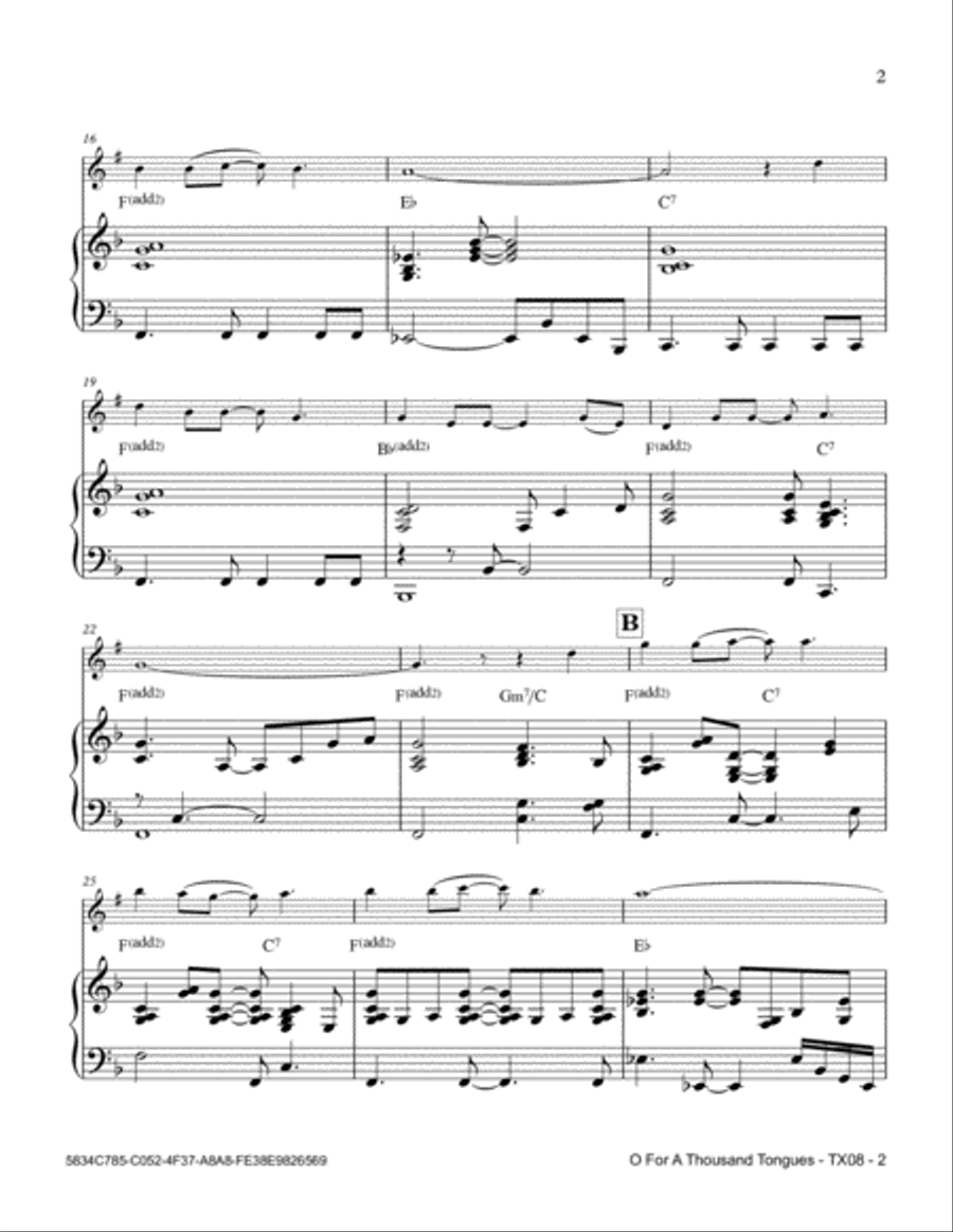 O For A Thousand Tongues O For A Thousand Tongues Tenor Saxophone scores gallery preview page 3