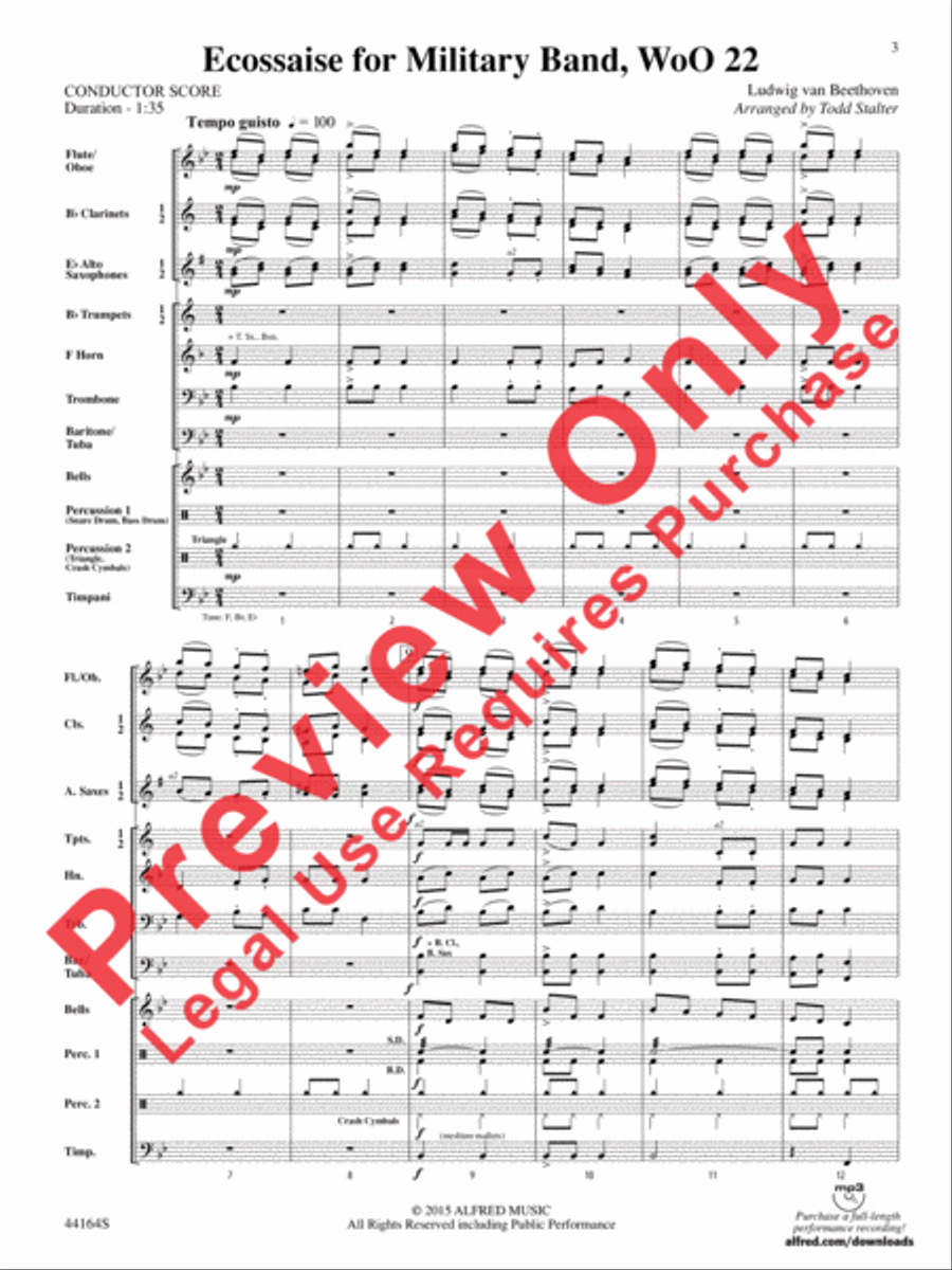 Ecossaise for Military Band, WoO 22 Concert Band scores gallery preview page 3