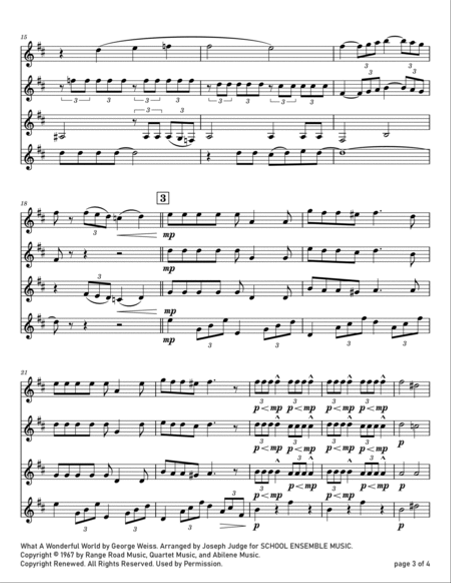What A Wonderful World What A Wonderful World Clarinet Quartet scores gallery preview page 3