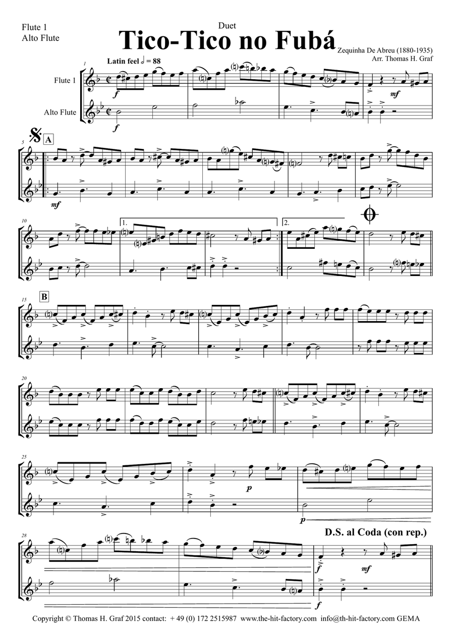 Tico-Tico no Fubá - Choro - Duet Flute Flute Duet scores gallery preview page 3