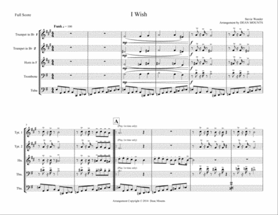 I Wish Brass Ensemble scores gallery preview page 1